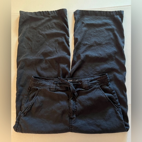 🌈 HUDSON Black Wide Leg Flare Linen Pants High Rise Size 30/10 - Picture 4 of 13